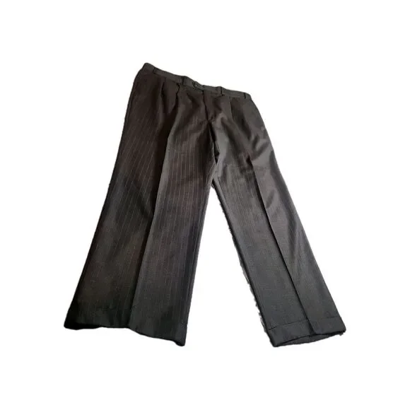 Vtg Lauren Ralph Lauren Charcoal Subtle Pinstripe Wool Suit 46L & Pants 40x31
